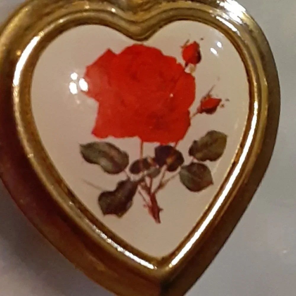 Heart-Shaped with Flower Brooch